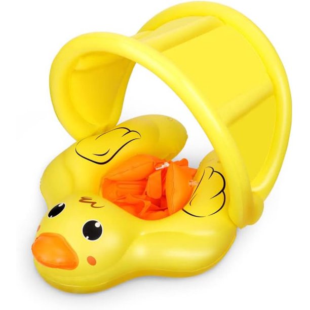 Flotador de natación para bebés - Flotador de piscina para bebés con dosel - Flotadores inflables para piscinas de bebés - Anillo de natación con asiento