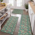 thumbnail image 2 of Green Christmas Floral Pattern Kitchen Rugs Sets Of 3,Kitchen Runner Rugs Non Skid Washable,Decorative Kitchen Floor Mats for Kitchen,Sink,Laundry,17"x30"+ 17"x47" + 17"x59", 2 of 6