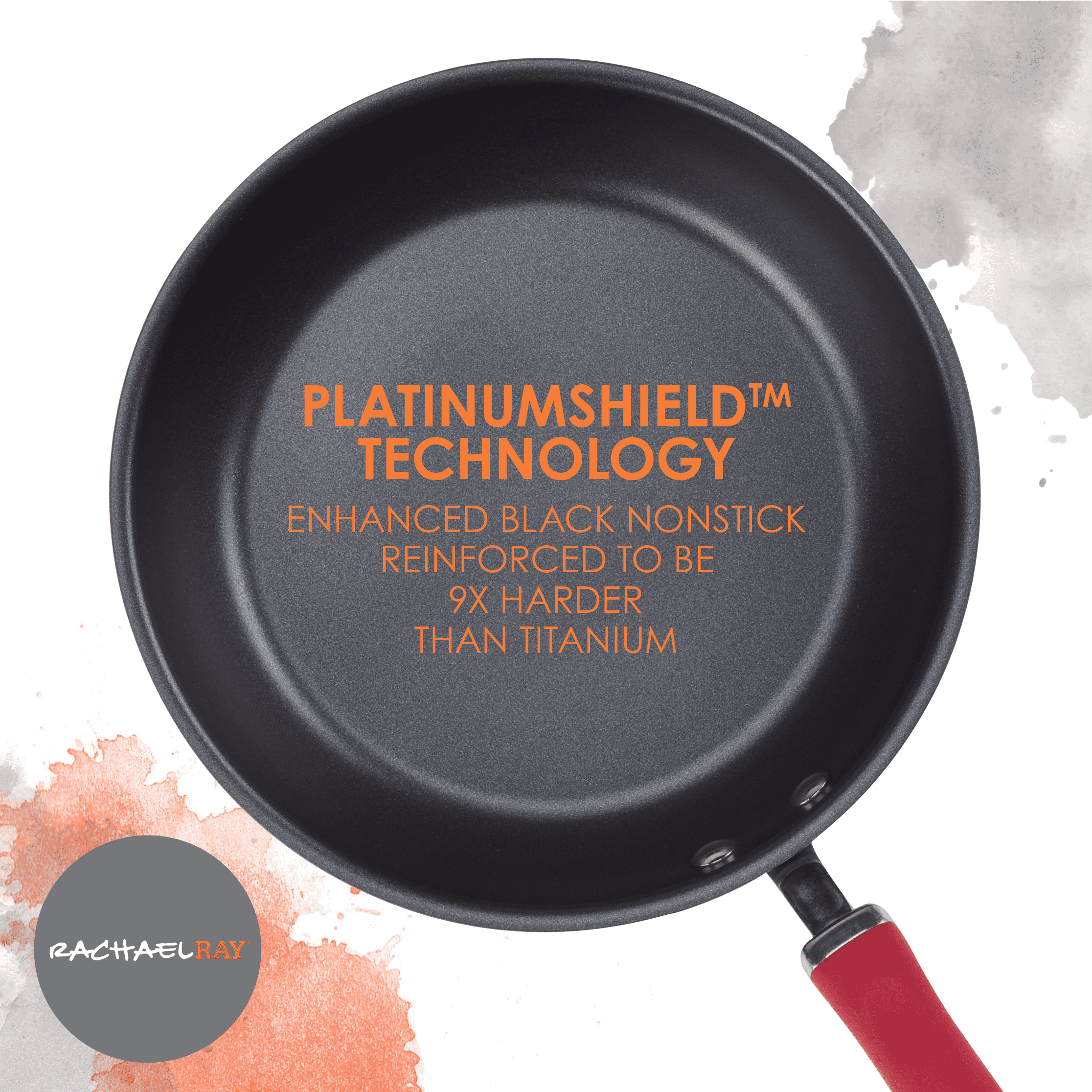 Rachael Ray 12.5" Create Delicious Hard-Anodized Aluminum Nonstick Deep Frying Pan, Red Handle