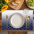 thumbnail image 4 of Morocco Blue Gradient Placemats Set of 4, Geometric Modern Simple Check Placemats for Dining Table, Place Mats for Kitchen Tabletop, Waterproof Wipeable Dining Table Mats Set, 4 of 9
