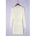 thumbnail image 1 of ABPHQTO Vestido de playa de mujer de manga larga con agujeros de croché beige, 1 of 5