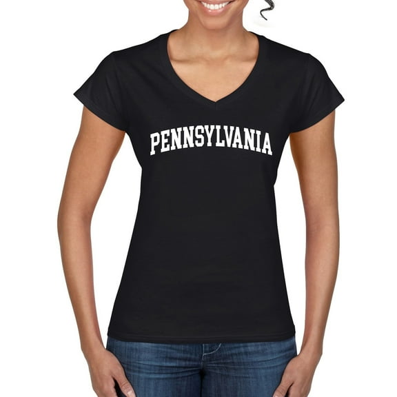 Wild Bobby State of Pennsylvania College Style Women Standard V-Neck Tee
