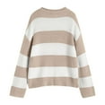 thumbnail image 4 of Arlun Oversized Striped Color Block Cozy Knitted Sweaters for Women Loose Crew Neck Long Sleeve Drop Shoulder Pullover Sweater 2026 Winter Spring Fashion Outfits Khaki S, 4 of 4