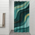 thumbnail image 2 of Teal Gold Marble Wave Pattern Shower Curtain 36"x72" ,Bathroom Decorative Shower Curtains Set with 12 Hooks,Modern Waterproof Washable Shower Curtain, 2 of 6