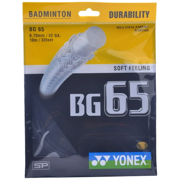 Cuerdas De Bádminton Yonex Bg 65 0,70 Mm (Negro)