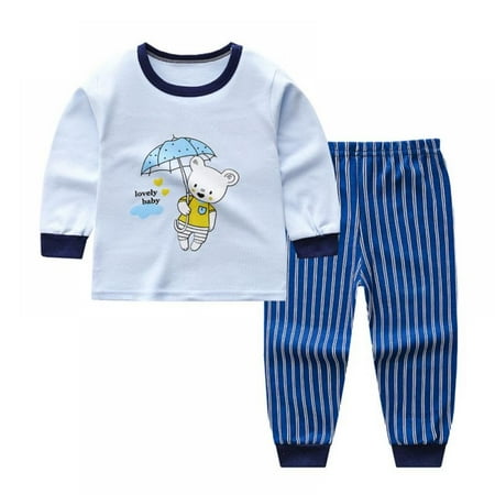 

Baby Boys Girls Cartoon Clothes Set Boys And Girls Shoulder Button Long-sleeved Underwear/pajamas/sports Air-conditioning Suit Two-piece Suit 3M-5Y