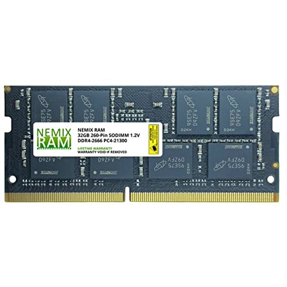 32GB (1x32GB) DDR4 2666 PC4-21300 SODIMM Laptop Memory by NEMIX RAM