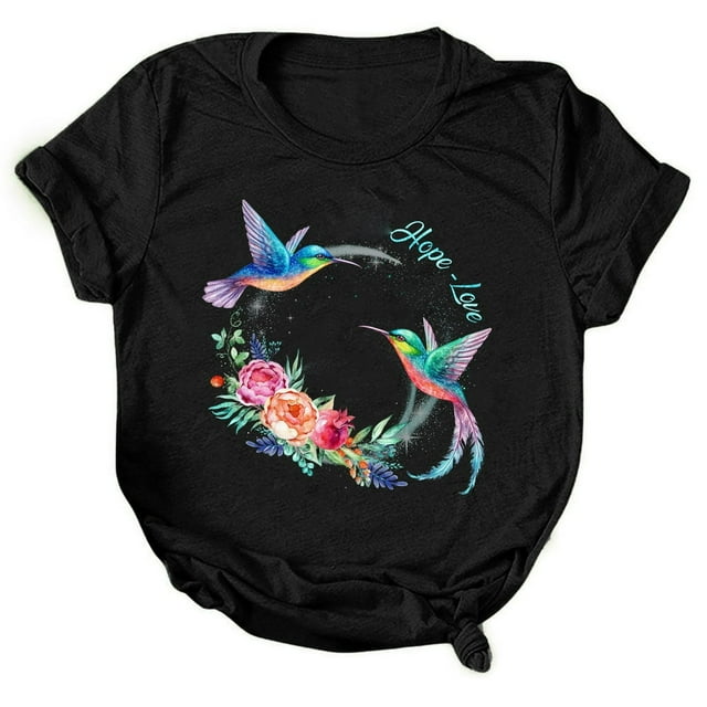 PENGXIANG T-Shirt Décontracté à Manches Courtes Imprimé Lettres pour Femmes