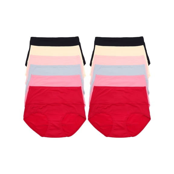 Angelina Women's Microfiber High Waist Light Control Briefs (12-Pack)