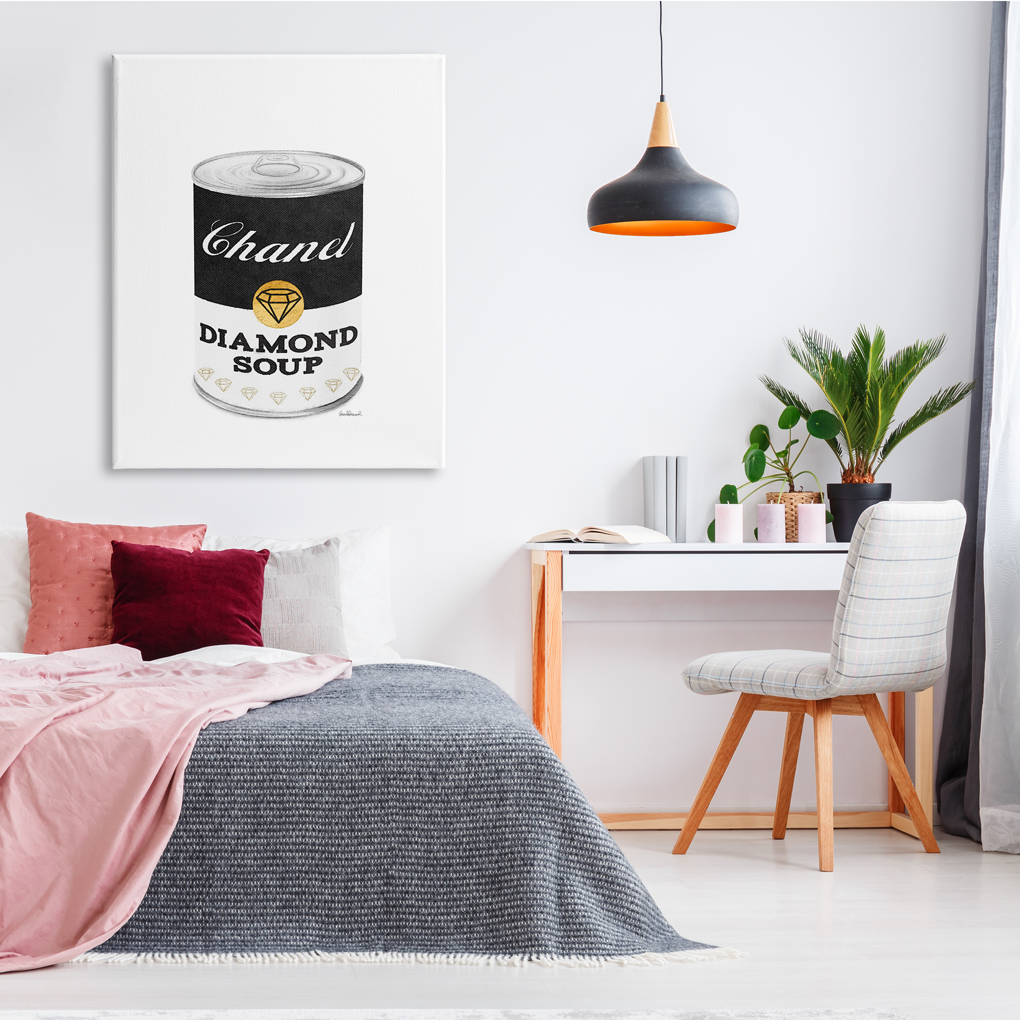 Stupell Industries Fashion Pop Black Soup Can Diamond Glam Designer, 36 x 48, Design by Amanda Greenwood