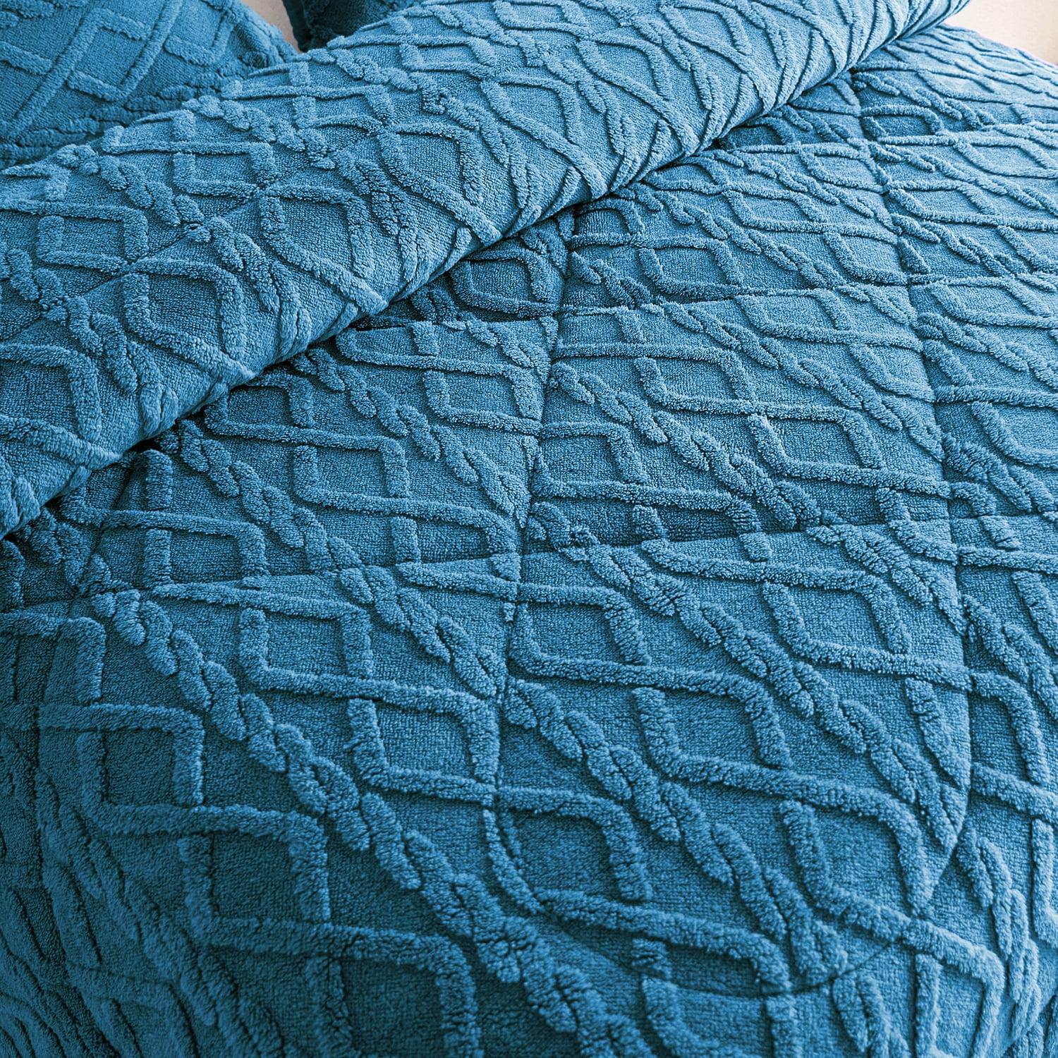 NC 3 Piece Sherpa Blanket,Winter Warm 3 Ply Borrego Fleece Blanket,King 79"x 91",Blue