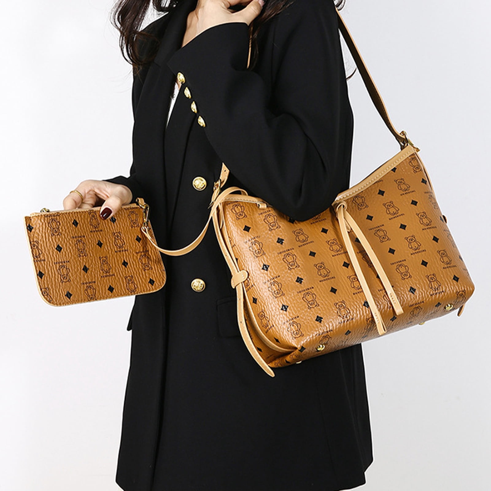 Stylish Handbag for Women - Crossbody Bag With Adjustable Strap, Hard Wearing & Fashionable Shoulder Bag, Including Cherry Keychain(Brown)