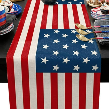 

Mishuowoti American Independence Day Table Flag Printing Living Room Table Coffee Table Holiday Decoration Table Flag Decoration National Day 72/13IN