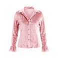 thumbnail image 3 of Klisyaur Womens Button Down Jackets Velvet Collared Long Sleeve Slim Cardigans Casual Trendy Comfy Fall Winter Tops, 3 of 7