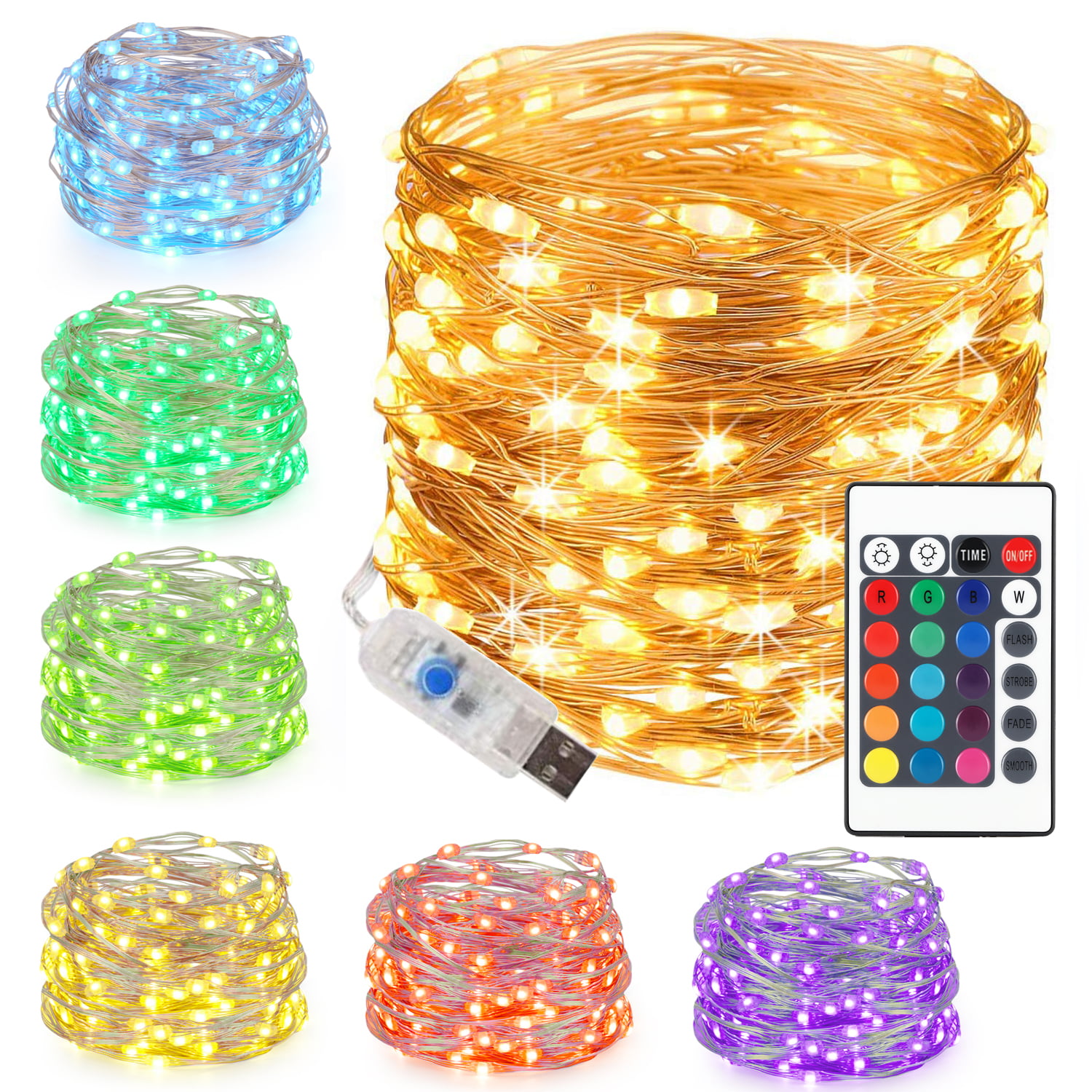 5M 50LEDs Copper Wire Timer Function LED Lighting String Fairy Light with ON/OFF 