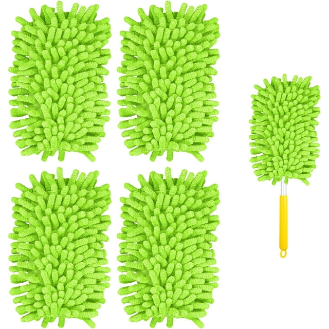 4pcs Duster Refills for Swiffer, Microfiber Ceiling Fan Duster 360 Duster Refills Heavy Duty Hand Dusters for Cleaning Compatible with Swiffer (Green)
