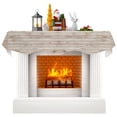 thumbnail image 3 of Vintage Farmhouse Fireplace Mantel Scarf, Country Retro Beige Wooden Grain Mantel Cover Table Runner, Fireplace Top Dresser Scarves for Party Holiday Living Room Home Decoration 70x17 Inch, 3 of 9