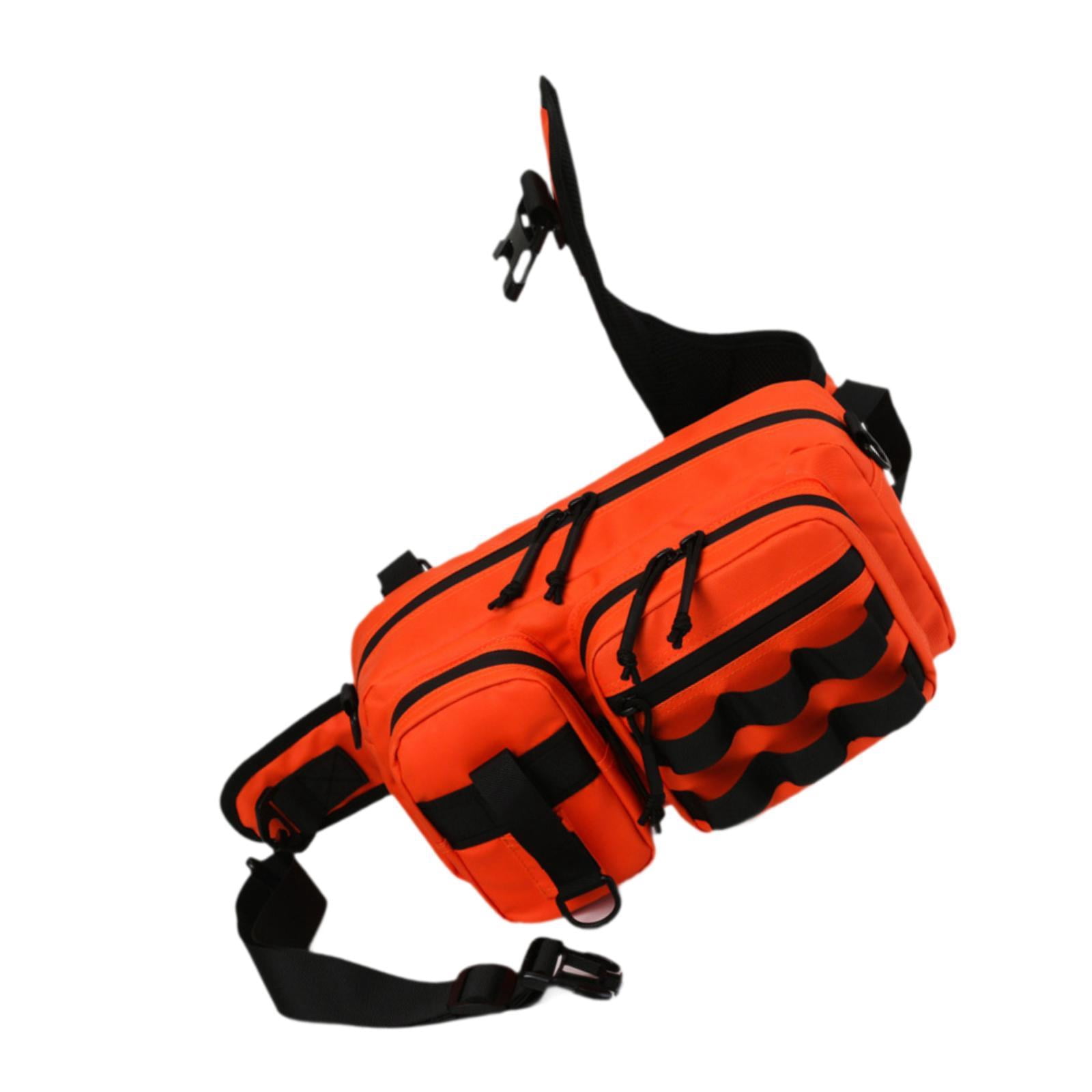 Colaxi Fishing Tackle Bag Rod Holder Fishing Gears Storage Bag for Trekking Camping Orange