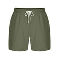 thumbnail image 5 of Men's Casual Shorts Elastic Waist Drawstring Lightweight Summer Beach Shorts With Pockets Short Olive Green, 5 of 6