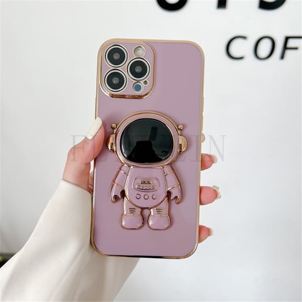 3D Nuevo Astronauta Soporte Plateado Funda De Teléfono Para iPhone 11 12 13 14 Pro Max Cámara Lente Protección Silicona