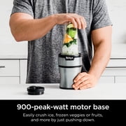Ninja Nutri-Blender Plus Compact Personal Blender, 900-Peak-Watt Motor, Frozen Drinks, Smoothies, Sauces & More, (3) 20 oz. To-Go Cups, (2) Spout Lids & (1) Storage Lid, Dishwasher Safe, BN301 Silver