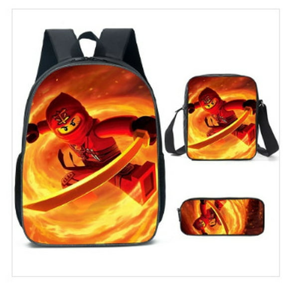 Cartoon Ninja Lego Children'S Backpack Primary And Secondary School Students Large Capacity Leisure Schoolbag Three-Piece Set 1 -WEVALLEY