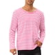 thumbnail image 1 of Camiseta de rayas INSPIRE CHIC para hombres, cuello redondo, de manga larga, básica M Rosa Blanco, 1 of 6
