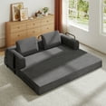 thumbnail image 4 of Convertible Sleeper Sofa Bed, Corduroy Folding Mattress Couch with Cylindrical Pillow, 3-Seater Sofa Bed for Living Room, Bedroom, Studio Apartment, Dark Gray Modern Futon, 4 of 7
