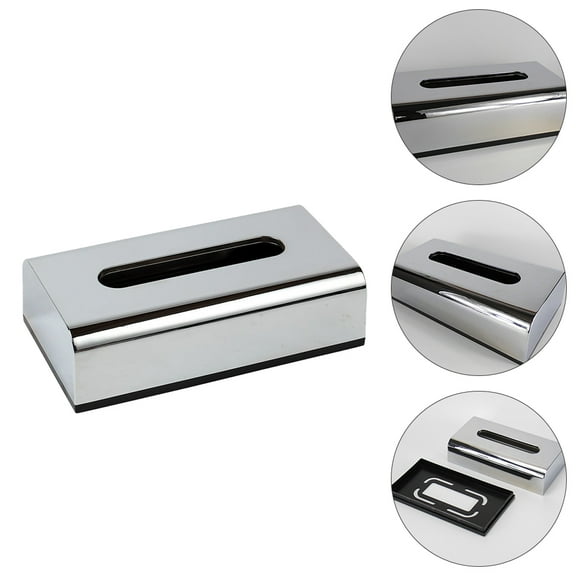Soimiss Portable Silver Tissue Dispenser Facial Tissues Box Silver Plating Office Use 1Pack