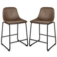 thumbnail image 3 of 24 inch Upholstered Counter Height Bar Stools with Back in Brown, Set of 2, 3 of 7