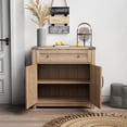thumbnail image 4 of Greenpod Modern Farmhouse Double Barn Door Accent Cabinet, Coffee Bar Cabinet, Buffet Sideboard with Drawer and Adjustable Shelf for Kitchen, Dining Room, Bathroom, Entryway, Tobacco Wood, 4 of 7