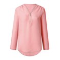 thumbnail image 2 of Summer Savings Clearance! TAGOLD Womens Tops, Womens Plus Size Tops, Womens Tops and Blouses, Womens Casual Tops, Women Ladies Zipper Button Long Sleeves Loose Chiffon Shirt Clothing, 2 of 6