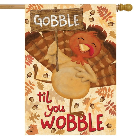 Briarwood Lane Gobble Turkey Thanksgiving House Flag