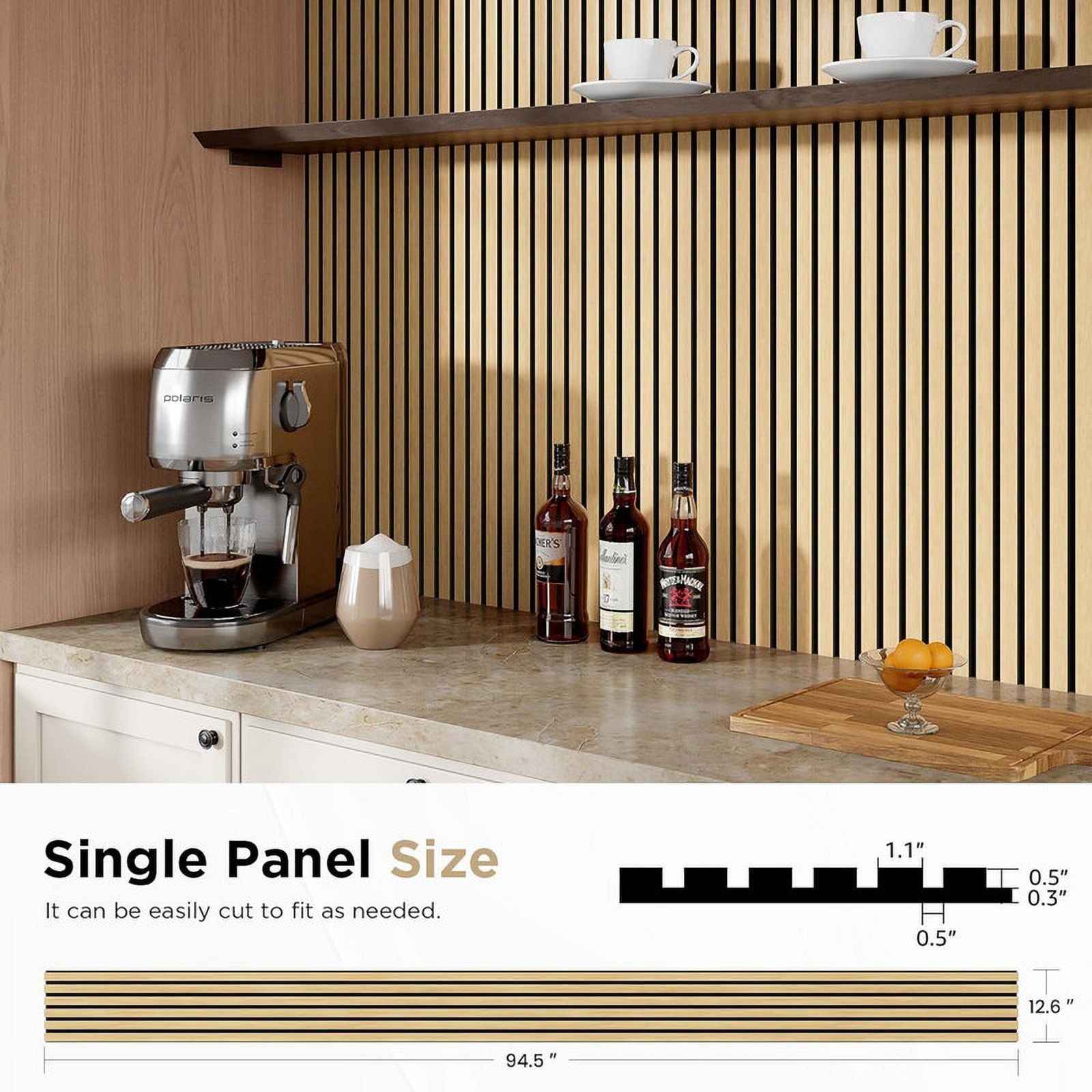 Easy4Home 4Pcs Wood Slat Acoustic Panels 94.5" x 12.6" Soundproof Wall Panels,White Oak