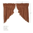 thumbnail image 5 of VHC Brands Burgundy Check Primitive 36"x36"x18" Prairie Swag Pair Red Rod Pocket Cotton Drawstring Ties Kitchen Window Curtains, 5 of 5