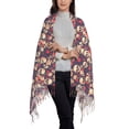 thumbnail image 2 of Rateoe Skull rock music record Women's Traditional Scarf Wrap Tassel Shawl Fringes Neck Head Shawl Retro Scarf, 2 of 8