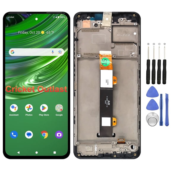 KIQ Replacement LCD Screen Full Assembly with Digitizer Compatible with Cricket Outlast (With Frame)(With Repair Tool Set)