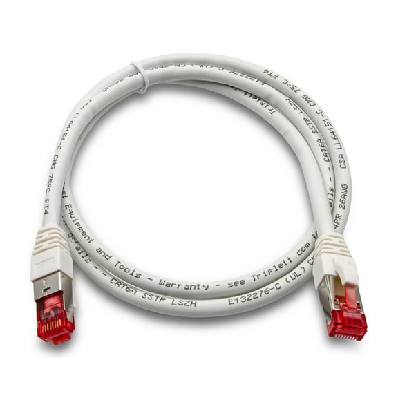 Triplett 3' White CAT6A 10GBPS Professional Grade SSTP 26AWG Patch Cable (CAT6A-3WH)