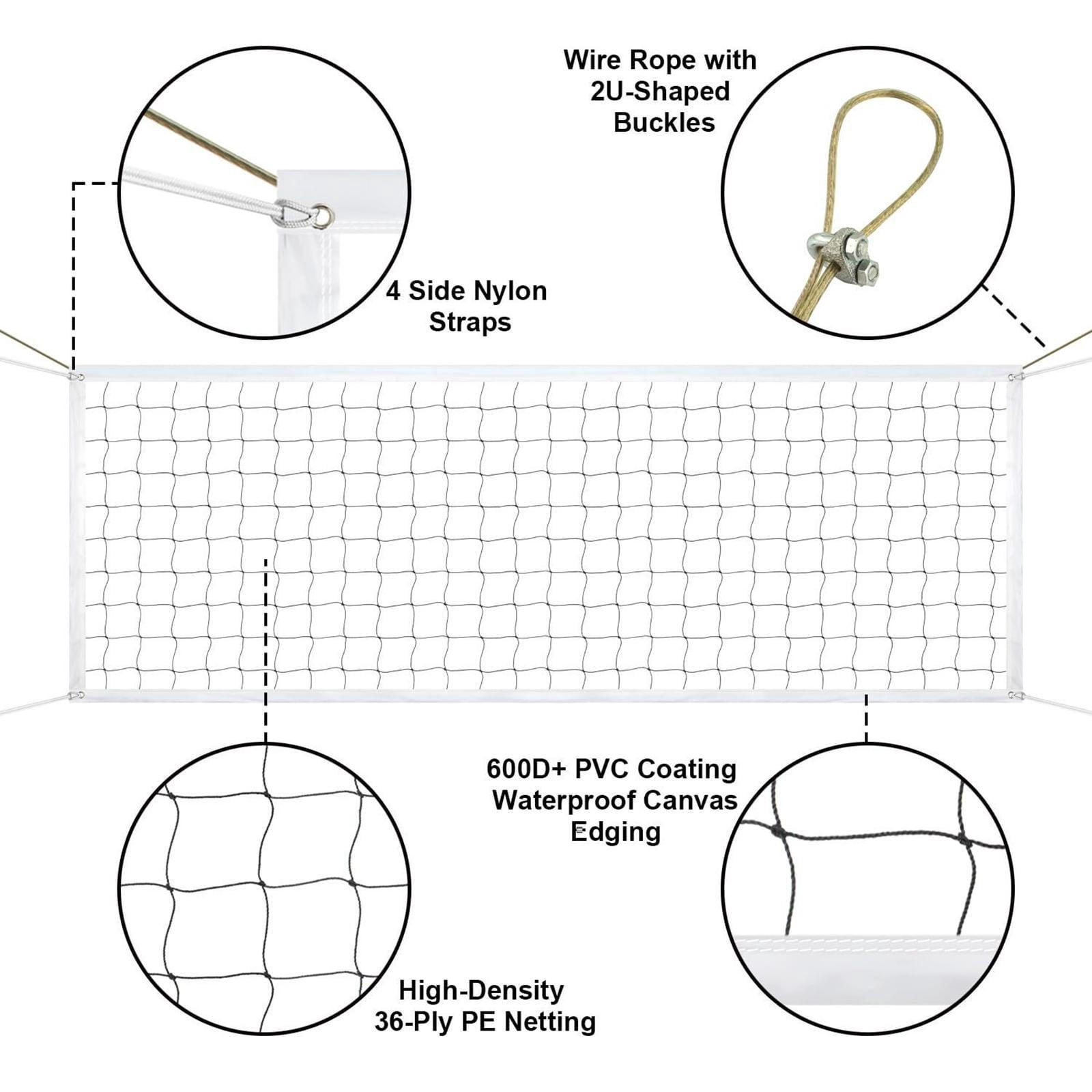 Baoblaze Nylon Volleyball Net Practice Net Replace Volley Ball Net for Park