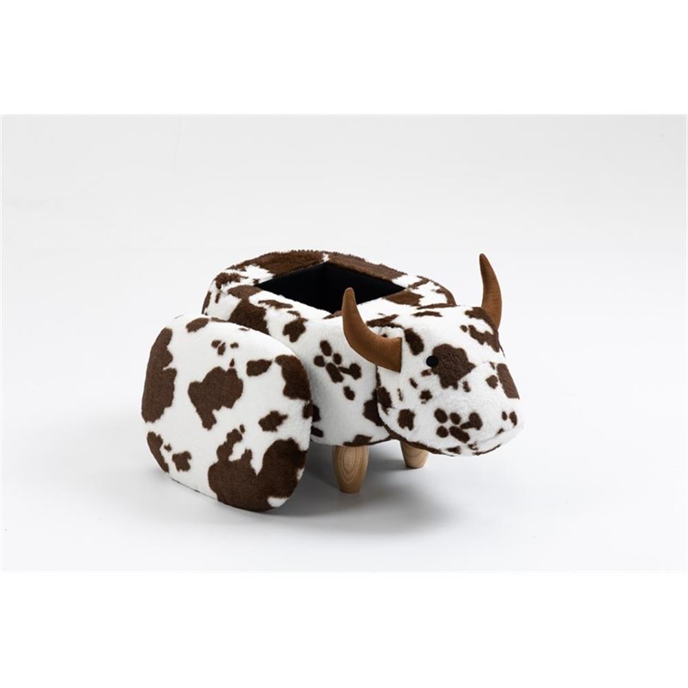 Pemberley Row Fur Fabric Brown/White Ottoman Rectangular Storage Unassembled 14.57"H x 13.8"W x 24.8"D