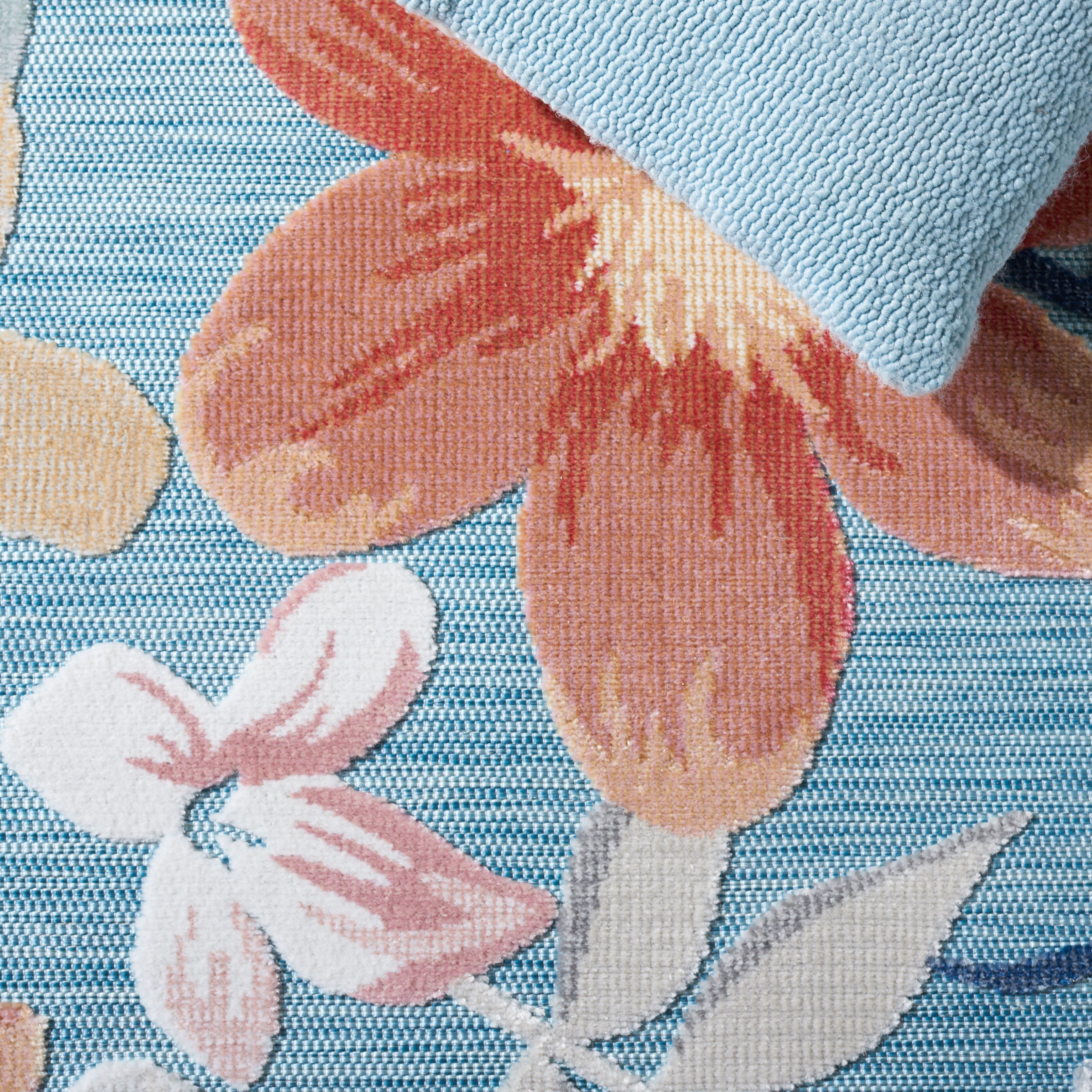 SAFAVIEH Cabana Caris Floral Indoor/Outdoor Runner Rug, Aqua/Rust, 2' x 5'
