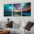 thumbnail image 2 of Aurora Borealis Canvas Wall Art Colorful Northern Lights Wall Decor Snow Mountain Forest Lakes Pictures Living Room Decor Frame, 2 of 6