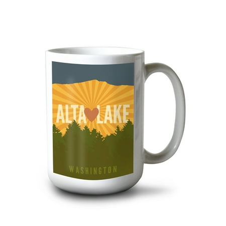 

15 fl oz Ceramic Mug Alta Lake Washington Heart and Mountains Dishwasher & Microwave Safe