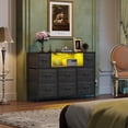 thumbnail image 2 of Dresser TV Stand for 45/50/55 Inch TV Entertainment Center with LED Lights & Charging Station 8 Fabric Drawers & Open Shelves for Living Room Hallway Wood Top, 2 of 9