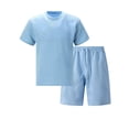 thumbnail image 4 of Domuza Mens Casual 2 Piece Outfits-Short Sleeve Athletic Set Oversize T-Shirts Drawstring Tracksuit Set Sky Blue 2XL, 4 of 5