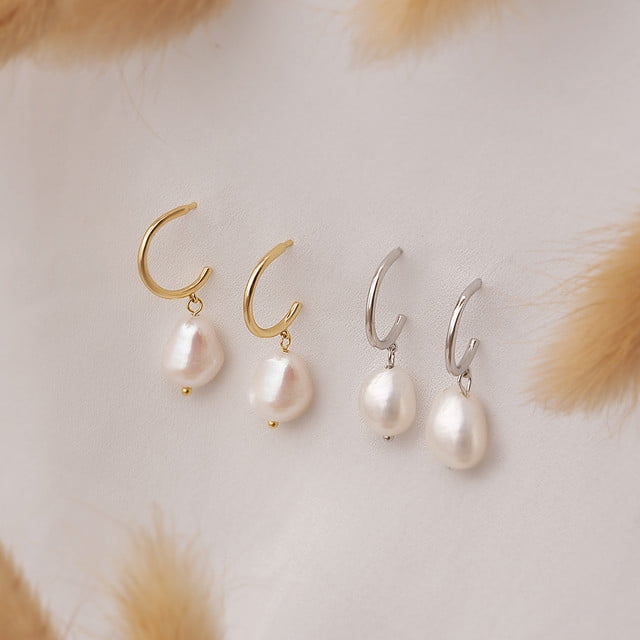 Pearl Hoop Earrings - Pearl Earrings - Pearl Hoop Earrings Sterling Silver - Bridesmaid Jewelry - Bridesmaids Gift - Valentines Day Gift For Her