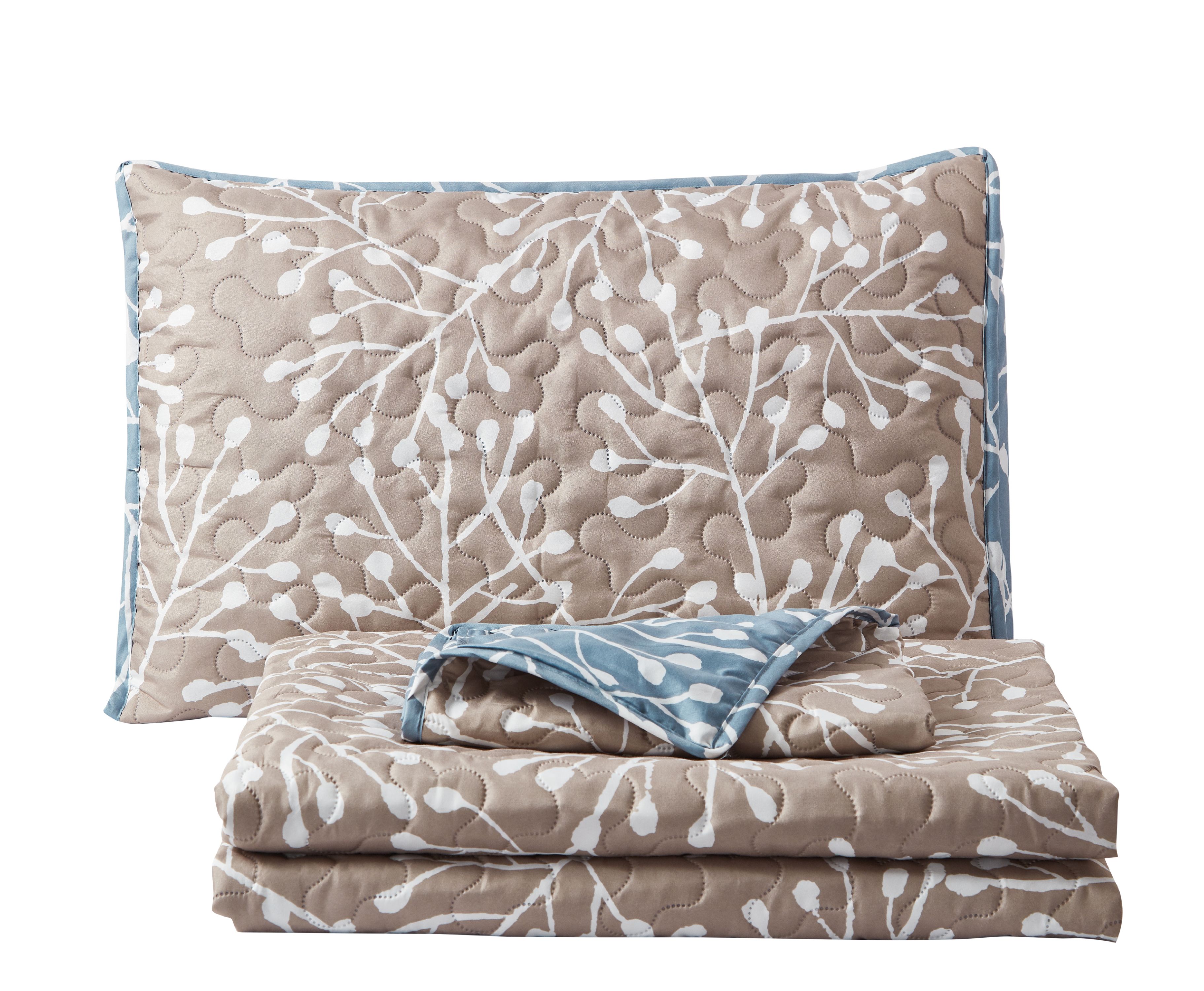 Payson Branches King 3-piece Quilt Set Tan/Blue