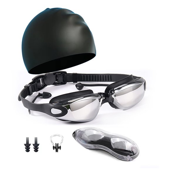 Kit De Gafas De Tapa De Natación, Una Prueba De Niebla Ergonómica Electroplacado Tapas Para La Tapa De Natación Clip De Nariz Con Estuche De Protección Para Suministros Para