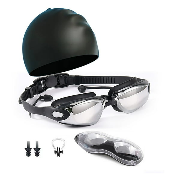 Juego de gafas y gorro de natación, protección UV galvanizada, accesorios de natación con tapones para los oídos, funda protectora con Clip para la nariz YUNYI BRAND  Deportes