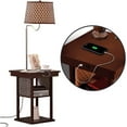 thumbnail image 2 of Madison Side Table with Lamp Combo with LED Bulb, Desk Lamp with USB Port, Bedside Reading Lamp, Modern End Table with Floor Lamp for Bedroom, Living Room, Office - Havana Brown, 2 of 8